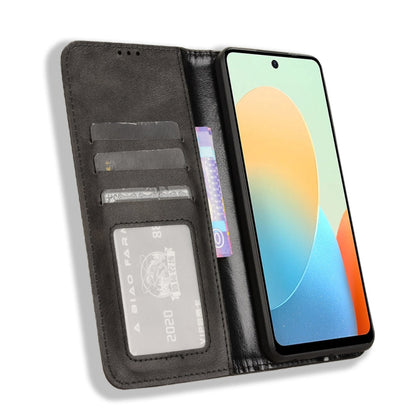 For Tecno Spark Go 2024 Magnetic Buckle Retro Texture Leather Phone Case(Black) by buy2fix