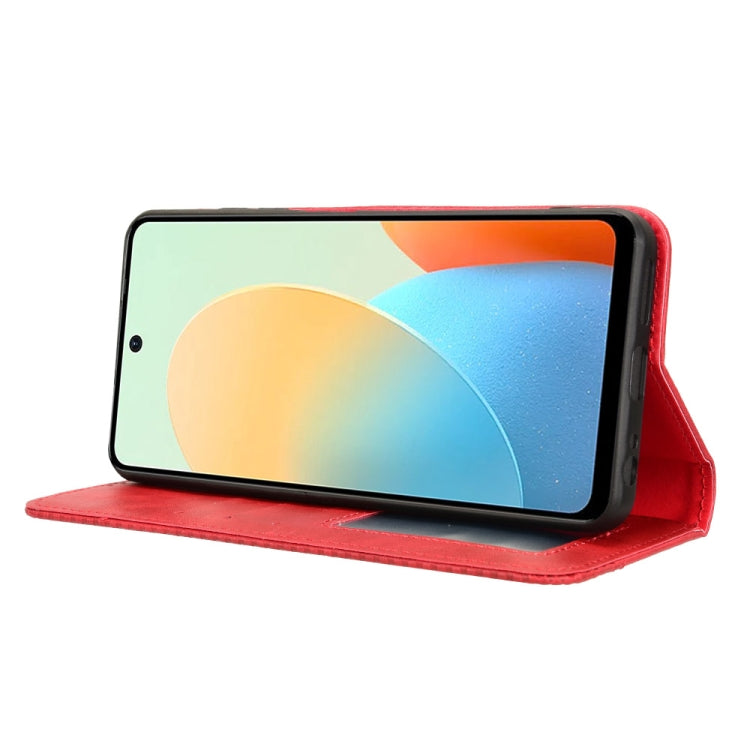 For Tecno Spark Go 2024 Magnetic Buckle Retro Texture Leather Phone Case(Red) by buy2fix