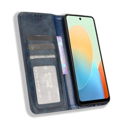 For Tecno Spark Go 2024 Magnetic Buckle Retro Texture Leather Phone Case(Blue) by buy2fix