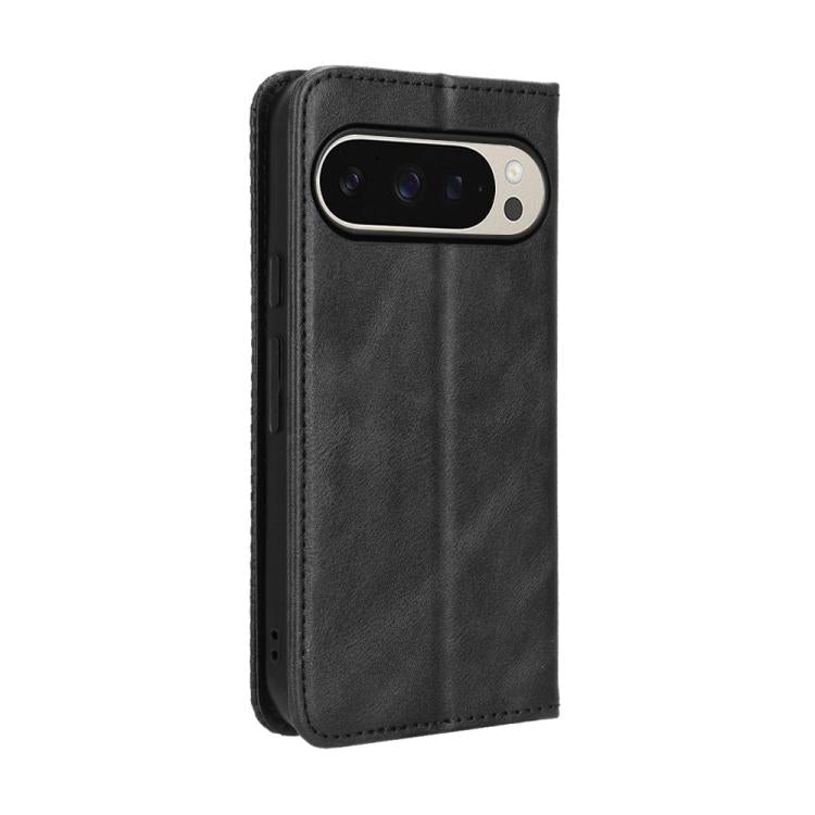 For Google Pixel 10 Pro XL Magnetic Buckle Retro Texture Leather Phone Case(Black) - Google Cases by buy2fix | Online Shopping UK | buy2fix