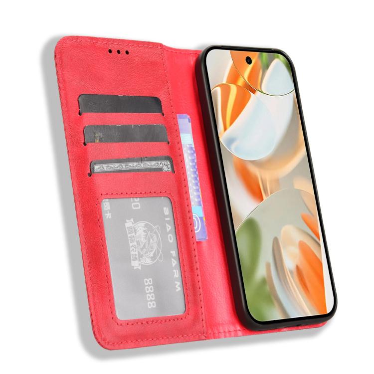 For Google Pixel 10 Pro XL Magnetic Buckle Retro Texture Leather Phone Case(Red) - Google Cases by buy2fix | Online Shopping UK | buy2fix