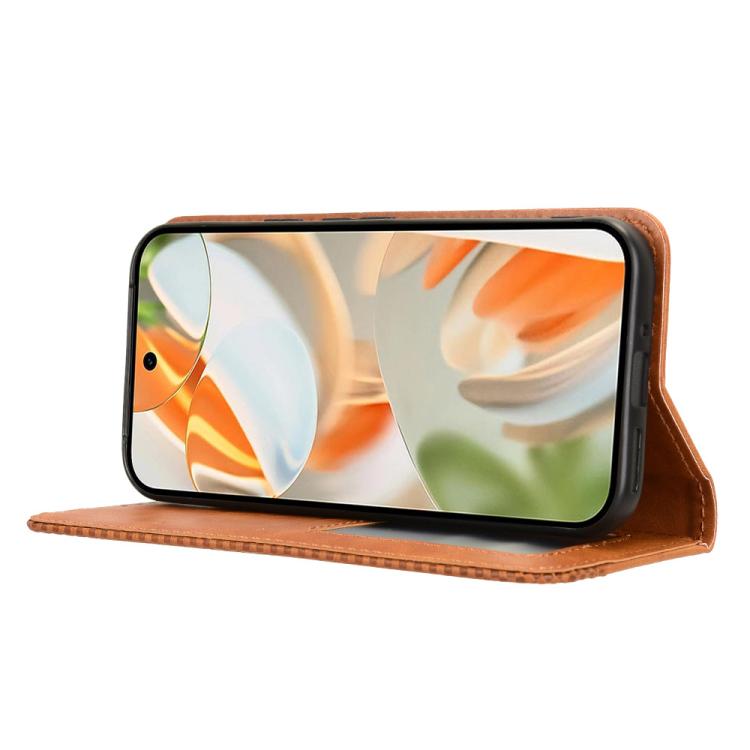 For Google Pixel 10 Pro XL Magnetic Buckle Retro Texture Leather Phone Case(Brown) - Google Cases by buy2fix | Online Shopping UK | buy2fix