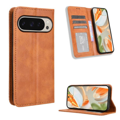 For Google Pixel 10 Pro / 10 Magnetic Buckle Retro Texture Leather Phone Case(Brown) - Google Cases by buy2fix | Online Shopping UK | buy2fix
