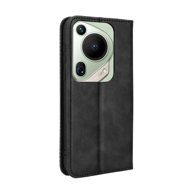 For Huawei Pura 70 Ultra Magnetic Buckle Retro Texture Leather Phone Case(Black) by buy2fix