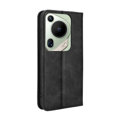 For Huawei Pura 70 Ultra Magnetic Buckle Retro Texture Leather Phone Case(Black) by buy2fix