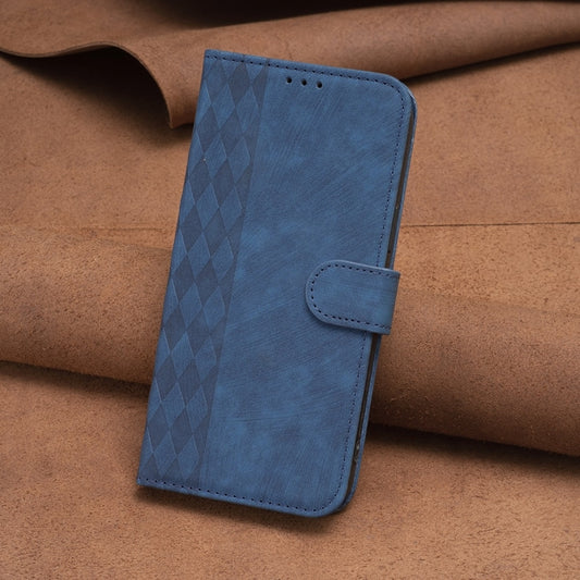 For Samsung Galaxy S22+ 5G Plaid Embossed Leather Phone Case(Blue) by buy2fix