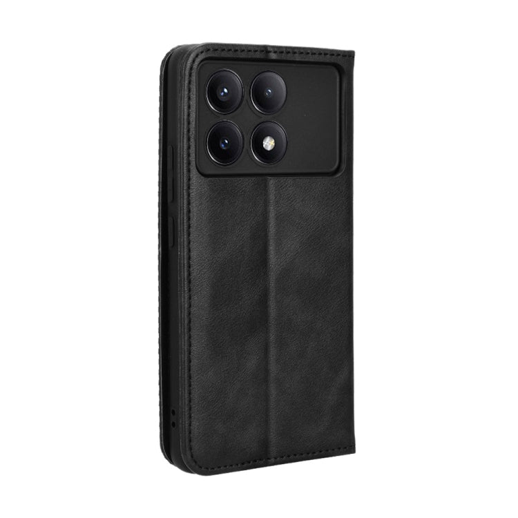 For Xiaomi Redmi K70 / K70 Pro Magnetic Buckle Retro Texture Leather Phone Case(Black) - K70 Pro Cases by buy2fix | Online Shopping UK | buy2fix