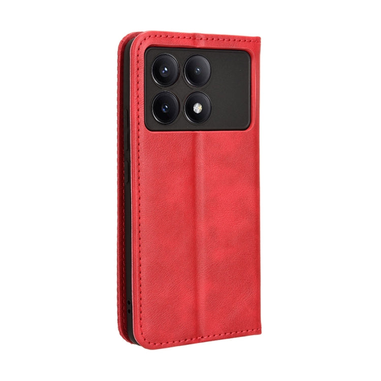 For Xiaomi Redmi K70 / K70 Pro Magnetic Buckle Retro Texture Leather Phone Case(Red) - K70 Pro Cases by buy2fix | Online Shopping UK | buy2fix