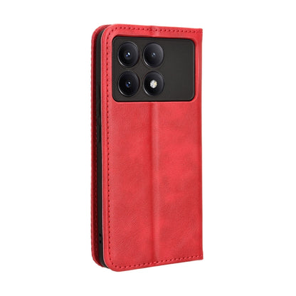 For Xiaomi Redmi K70 / K70 Pro Magnetic Buckle Retro Texture Leather Phone Case(Red) - K70 Pro Cases by buy2fix | Online Shopping UK | buy2fix