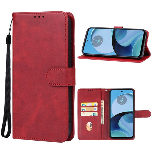 For Motorola Moto G14 Leather Phone Case(Red) - Motorola Cases by buy2fix | Online Shopping UK | buy2fix