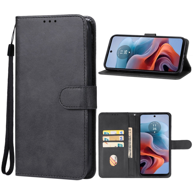 For Motorola Moto G34 Leather Phone Case(Black) - Motorola Cases by buy2fix | Online Shopping UK | buy2fix