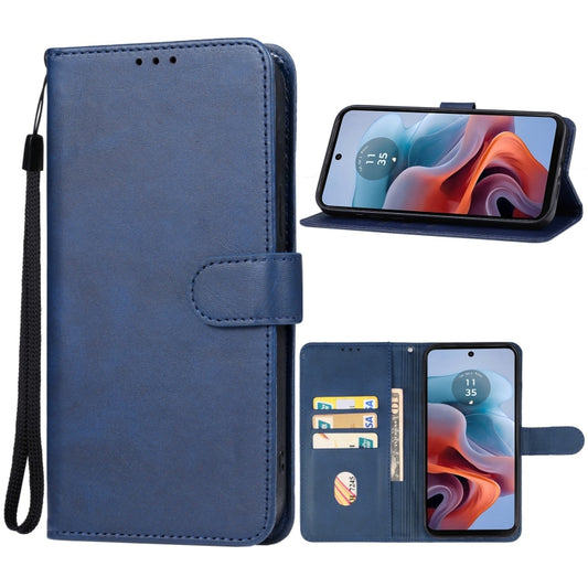 For Motorola Moto G34 Leather Phone Case(Blue) - Motorola Cases by buy2fix | Online Shopping UK | buy2fix