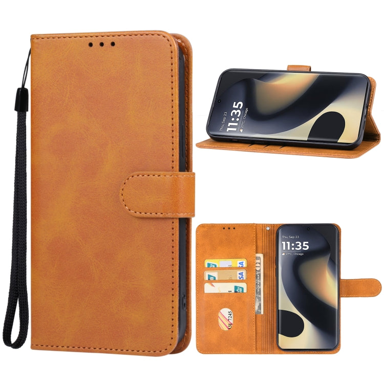 For Motorola Edge 2024 Leather Phone Case(Brown) - Motorola Cases by buy2fix | Online Shopping UK | buy2fix