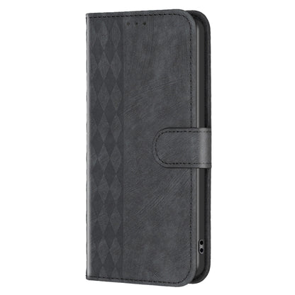 For Xiaomi Redmi 13C Plaid Embossed Leather Phone Case(Black) - 13C Cases by buy2fix | Online Shopping UK | buy2fix