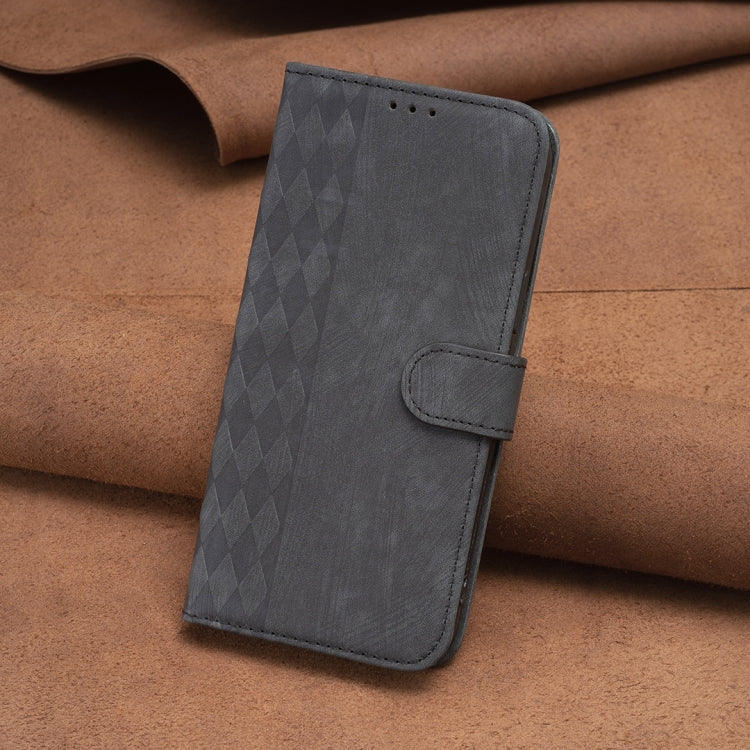 For Xiaomi Redmi 13C Plaid Embossed Leather Phone Case(Black) - 13C Cases by buy2fix | Online Shopping UK | buy2fix