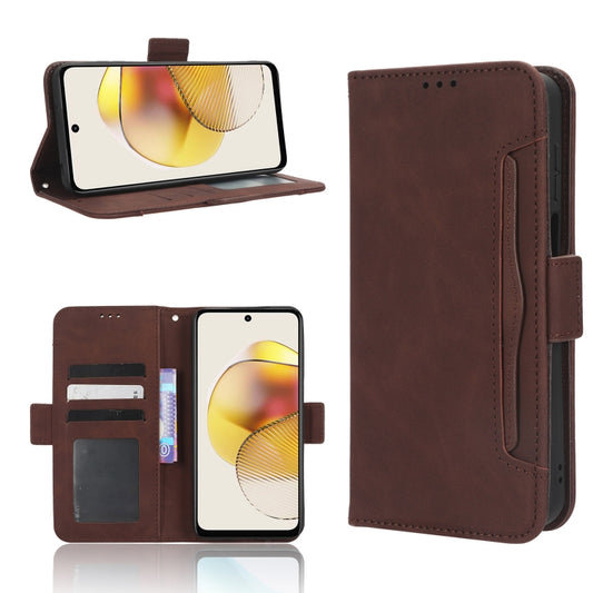 For Motorola Moto G 5G 2023 Skin Feel Calf Texture Card Slots Leather Phone Case(Brown) - Motorola Cases by buy2fix | Online Shopping UK | buy2fix