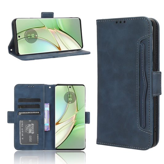 For Motorola Edge 40 Skin Feel Calf Texture Card Slots Leather Phone Case(Blue) - Motorola Cases by buy2fix | Online Shopping UK | buy2fix