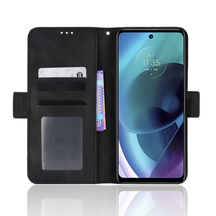 For Motorola Moto G52J 5G Skin Feel Calf Texture Card Slots Leather Phone Case(Black) - Motorola Cases by buy2fix | Online Shopping UK | buy2fix