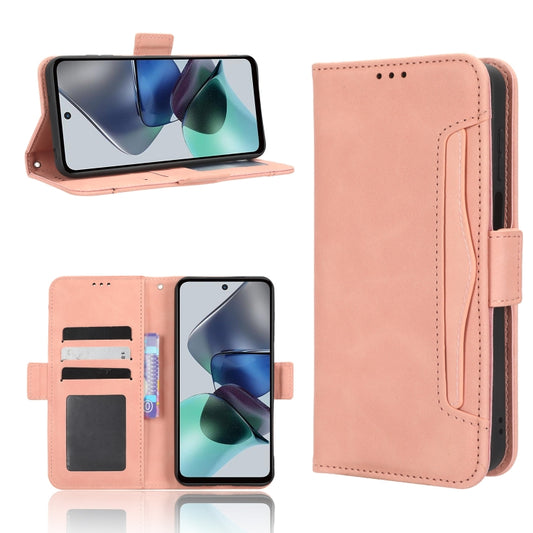 For Motorola Moto G53 / G13 Skin Feel Calf Texture Card Slots Leather Phone Case(Pink) - Motorola Cases by buy2fix | Online Shopping UK | buy2fix