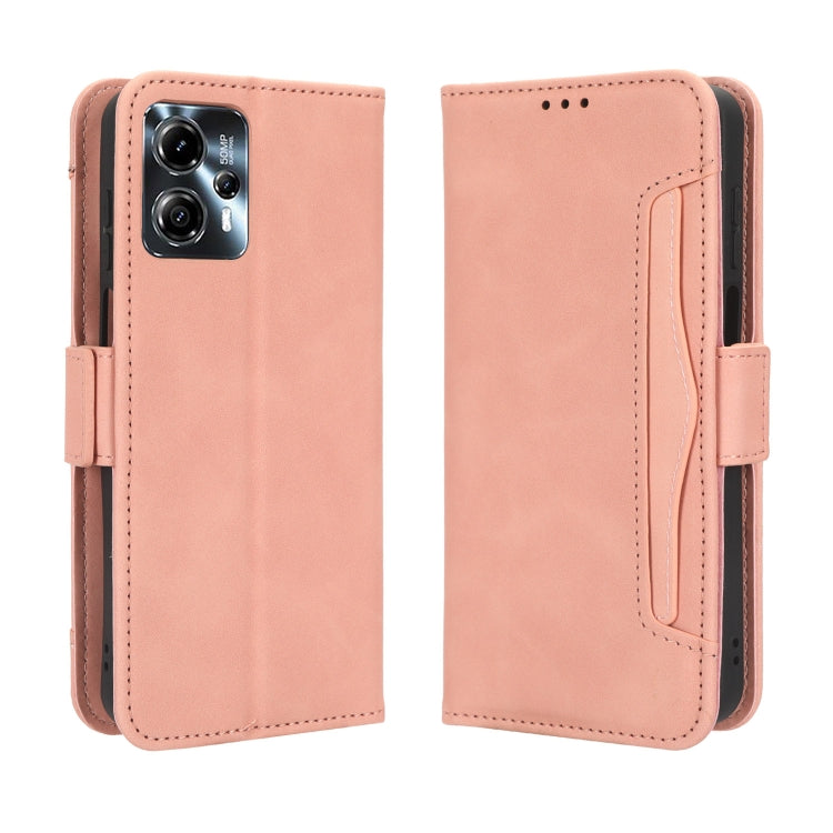 For Motorola Moto G53 / G13 Skin Feel Calf Texture Card Slots Leather Phone Case(Pink) - Motorola Cases by buy2fix | Online Shopping UK | buy2fix