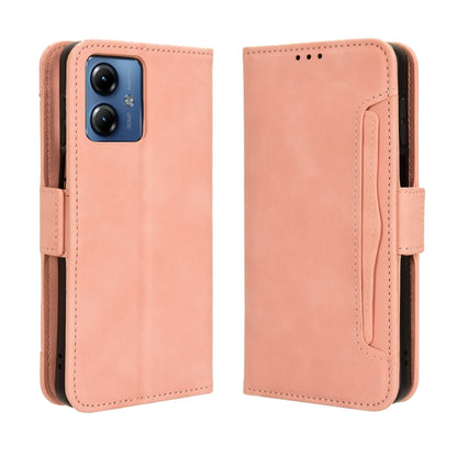 For Motorola Moto G14 4G Skin Feel Calf Texture Card Slots Leather Phone Case(Pink) - Motorola Cases by buy2fix | Online Shopping UK | buy2fix