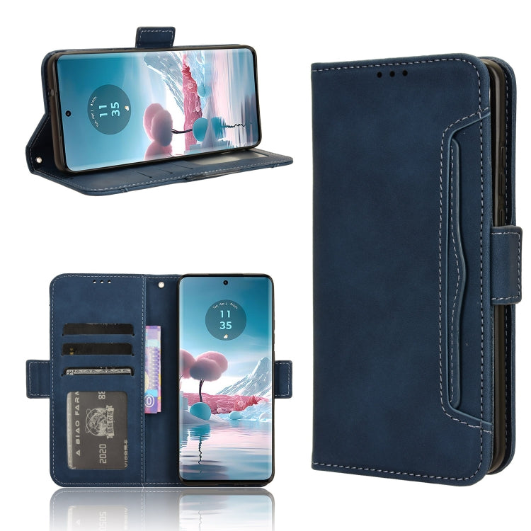 For Motorola Edge 40 Neo 5G Skin Feel Calf Texture Card Slots Leather Phone Case(Blue) - Motorola Cases by buy2fix | Online Shopping UK | buy2fix