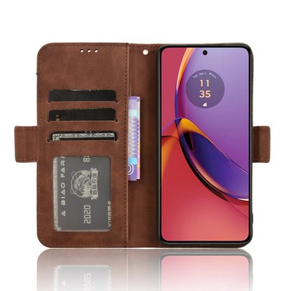 For Motorola Moto G84 5G Skin Feel Calf Texture Card Slots Leather Phone Case(Brown) - Motorola Cases by buy2fix | Online Shopping UK | buy2fix