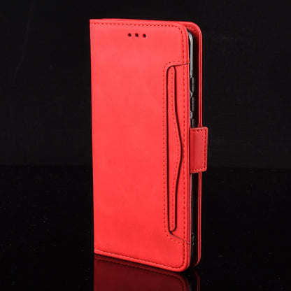 For Motorola Moto G34 5G Skin Feel Calf Texture Card Slots Leather Phone Case(Red) - Motorola Cases by buy2fix | Online Shopping UK | buy2fix