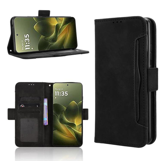 For Motorola Edge 70 5G Skin Feel Calf Texture Card Slots Leather Phone Case(Black)