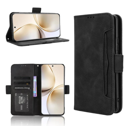 For Realme 14 Pro+ 5G Skin Feel Calf Texture Card Slots Leather Phone Case(Black)