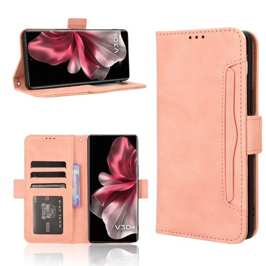 For vivo V30e 5G / V40 Lite 5G Skin Feel Calf Texture Card Slots Leather Phone Case(Pink)