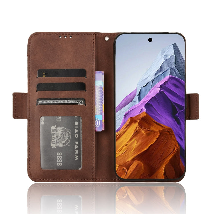 For Google Pixel 9 Pro Skin Feel Calf Texture Card Slots Leather Phone Case(Brown) - Google Cases by buy2fix | Online Shopping UK | buy2fix