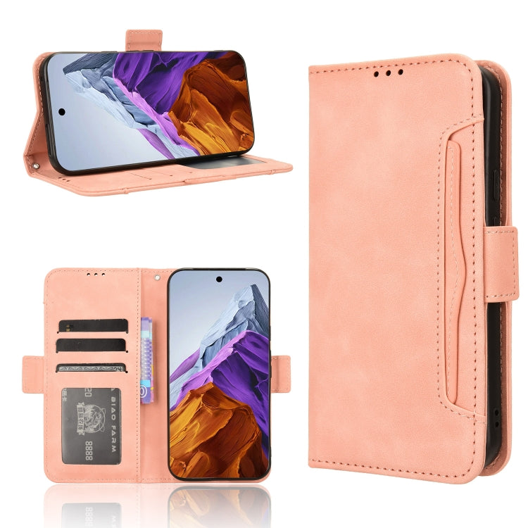 For Google Pixel 9 Skin Feel Calf Texture Card Slots Leather Phone Case(Pink) by buy2fix