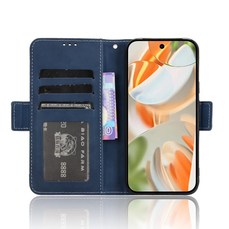 For Google Pixel 10 Pro XL Skin Feel Calf Texture Card Slots Leather Phone Case(Blue) - Google Cases by buy2fix | Online Shopping UK | buy2fix