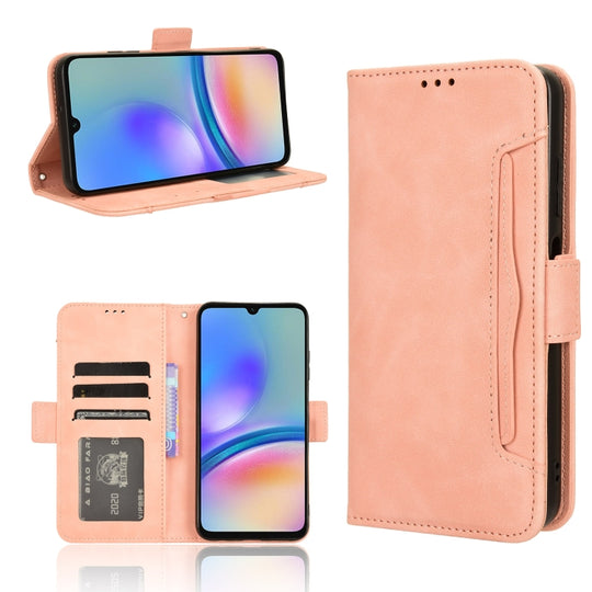 For Samsung Galaxy A05s 4G Skin Feel Calf Texture Card Slots Leather Phone Case(Pink)