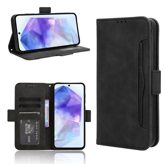For Samsung Galaxy A35 5G Skin Feel Calf Texture Card Slots Leather Phone Case(Black)
