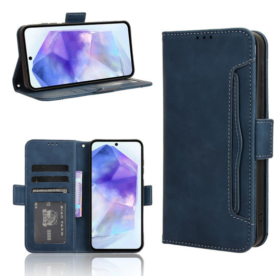 For Samsung Galaxy A35 5G Skin Feel Calf Texture Card Slots Leather Phone Case(Blue)
