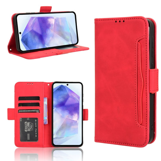 For Samsung Galaxy A55 5G Skin Feel Calf Texture Card Slots Leather Phone Case(Red)