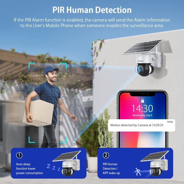 SHIWOJIA IP66 Waterproof 4G 3MP Solar Dome IP Camera, Two-way Audio & PIR Motion Detection & Night Vision, Version:EU(White) by buy2fix