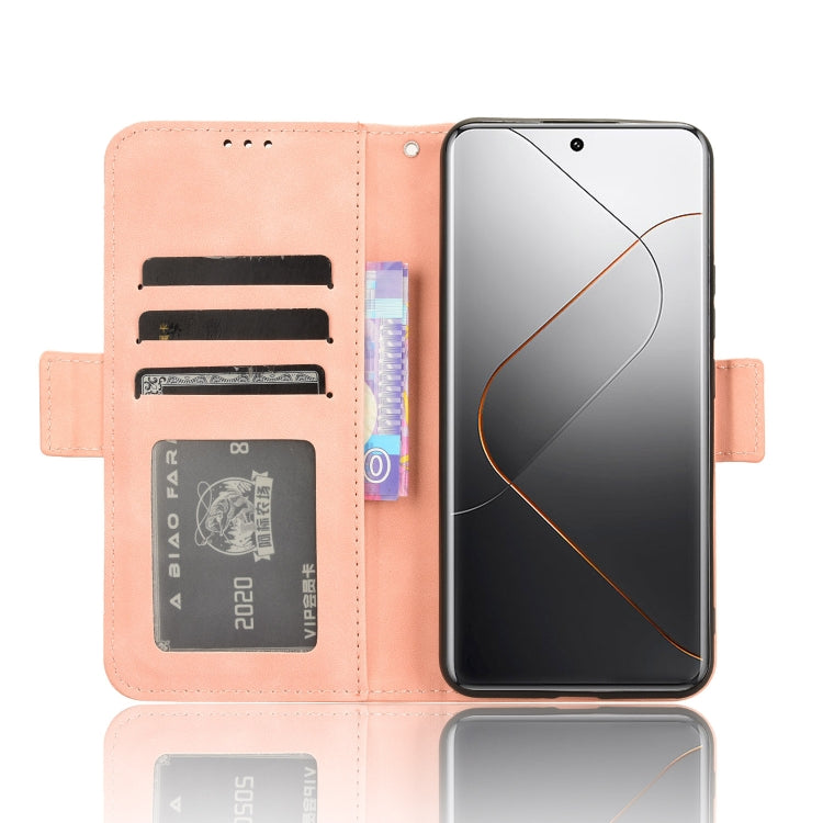 For Xiaomi 14 Pro Skin Feel Calf Texture Card Slots Leather Phone Case(Pink) - 14 Pro Cases by buy2fix | Online Shopping UK | buy2fix