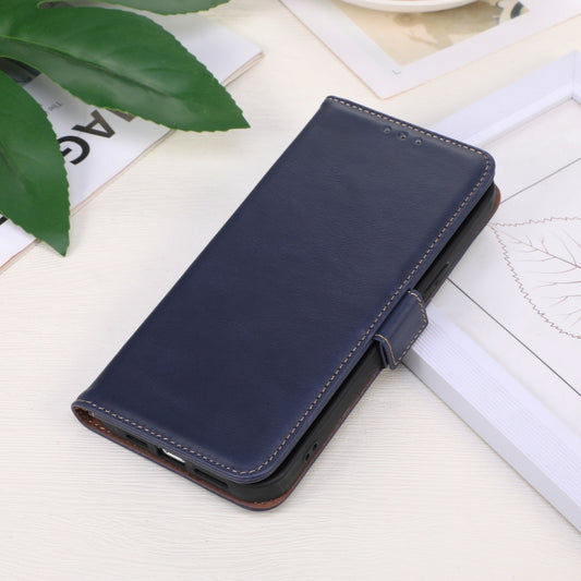 For OPPO Reno11 5G Global Crazy Horse Top Layer Cowhide Leather Phone Case(Blue) by buy2fix