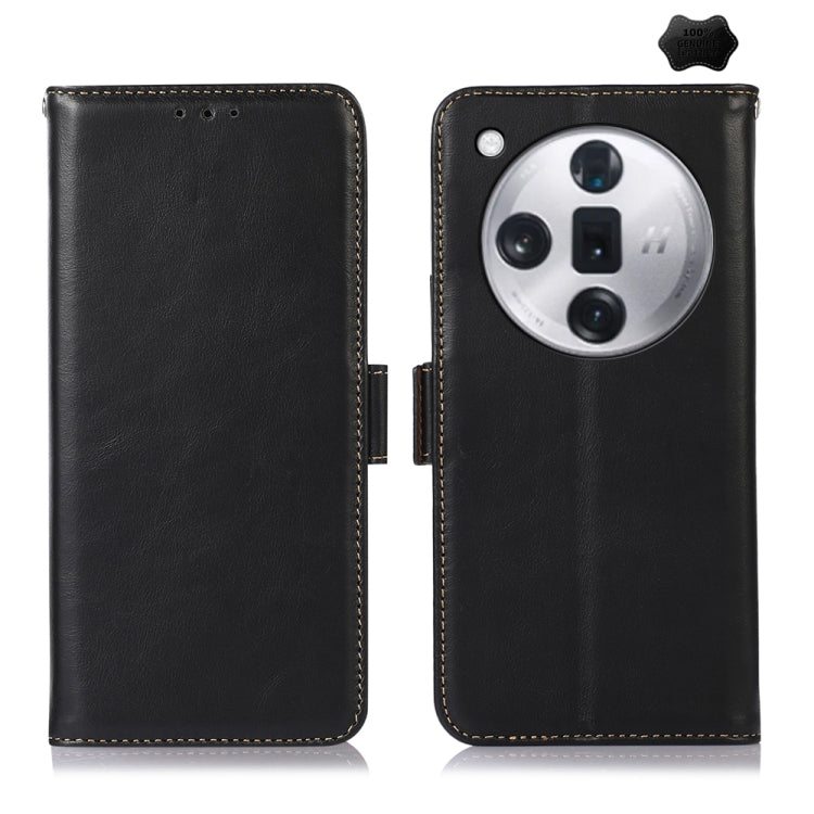 For OPPO Find X7 Crazy Horse Top Layer Cowhide Leather Phone Case(Black) - Find X7 Cases by buy2fix | Online Shopping UK | buy2fix