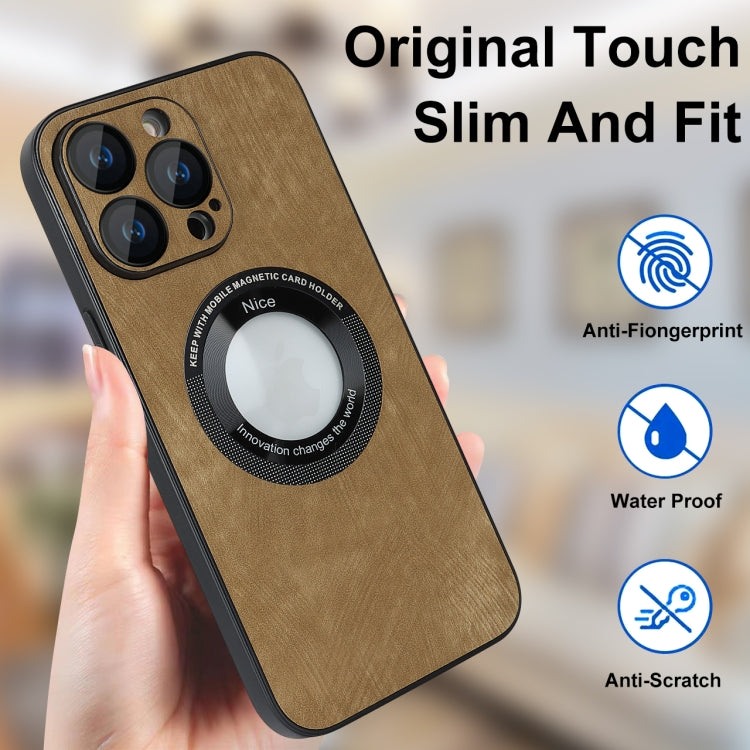 For iPhone 14 Pro Max Skin Feel Leather MagSafe Magnetic Phone Case(Brown) - iPhone 14 Pro Max Cases by buy2fix | Online Shopping UK | buy2fix