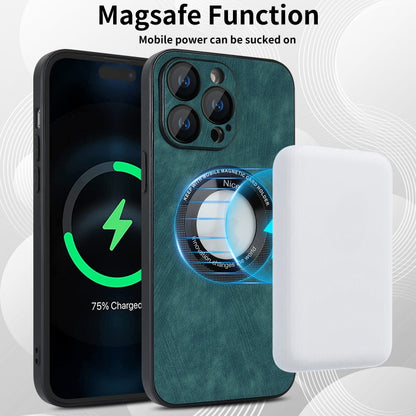 For iPhone 13 Pro Skin Feel Leather MagSafe Magnetic Phone Case(Green) - iPhone 13 Pro Cases by buy2fix | Online Shopping UK | buy2fix