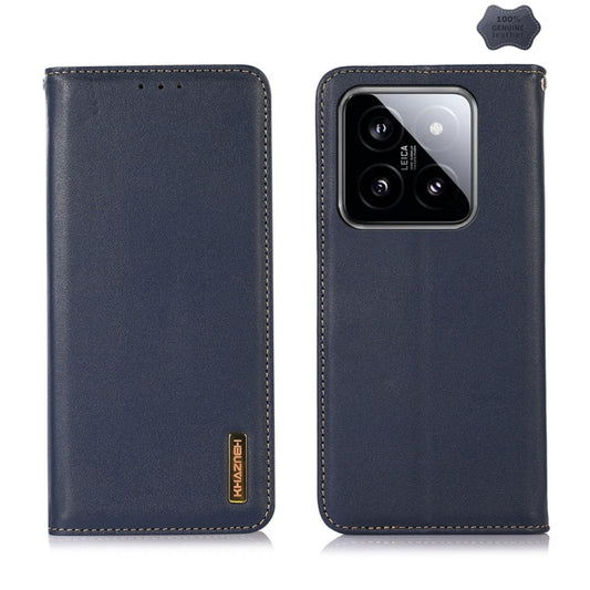 For Xiaomi 14 KHAZNEH Nappa Top Layer Cowhide Leather Phone Case(Blue) - 14 Cases by buy2fix | Online Shopping UK | buy2fix