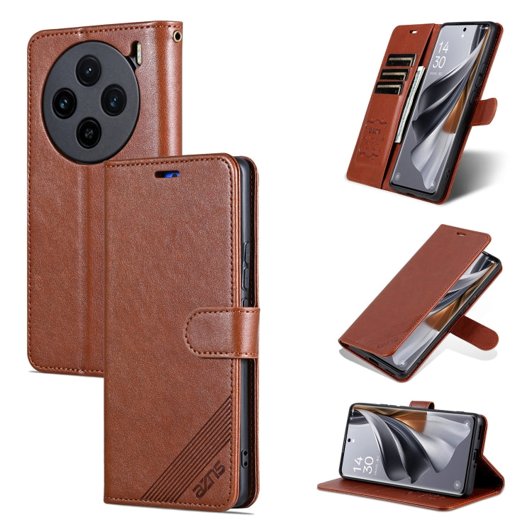 For vivo X100 5G AZNS Sheepskin Texture Flip Leather Phone Case(Brown) - X100 Cases by AZNS | Online Shopping UK | buy2fix