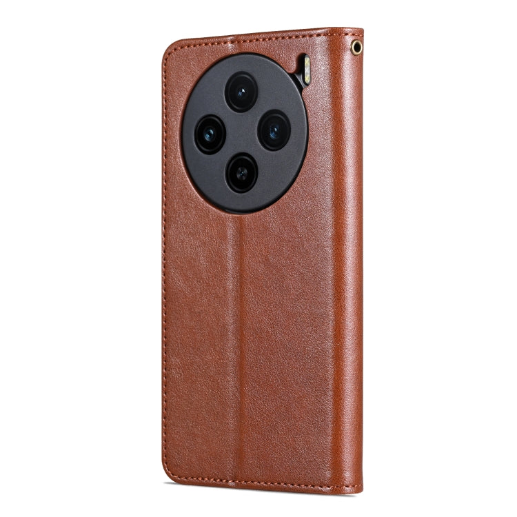 For vivo X100 5G AZNS Sheepskin Texture Flip Leather Phone Case(Brown) - X100 Cases by AZNS | Online Shopping UK | buy2fix