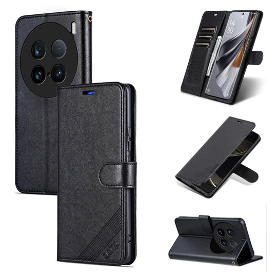 For vivo X100 Ultra AZNS Sheepskin Texture Flip Leather Phone Case(Black)