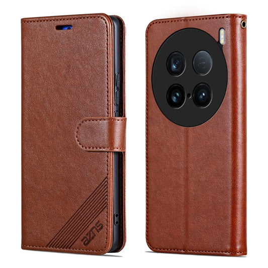 For vivo X100 Ultra AZNS Sheepskin Texture Flip Leather Phone Case(Brown) by AZNS