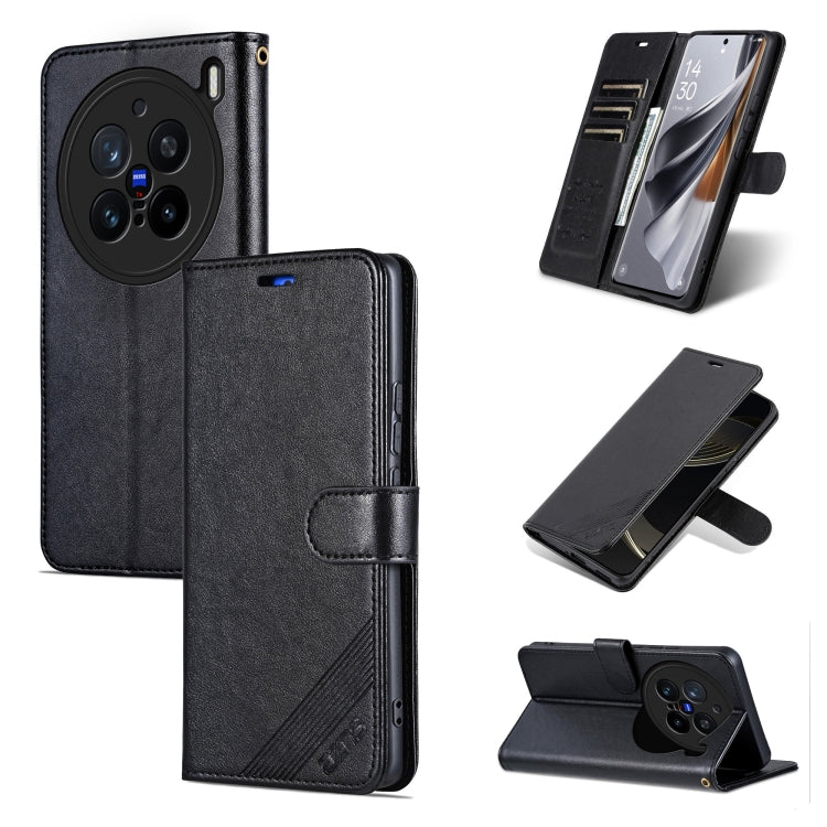 For vivo X200 Pro AZNS Sheepskin Texture Flip Leather Phone Case(Black) - X200 Pro Cases by AZNS | Online Shopping UK | buy2fix